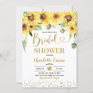 Invitation à la douche nuptiale du tournesol jaune