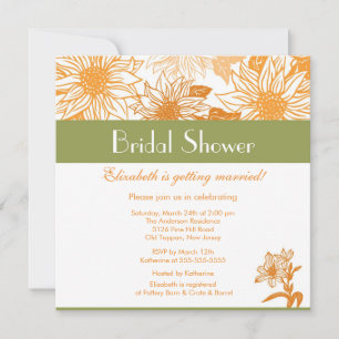 Invitation à la douche nuptiale du tournesol orang