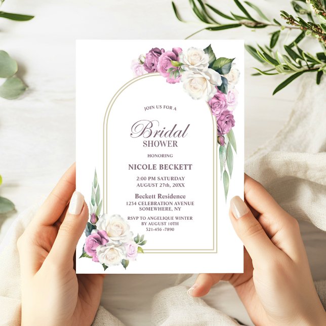 Invitation à la douche nuptiale en arc floral rose (Créateur téléchargé)