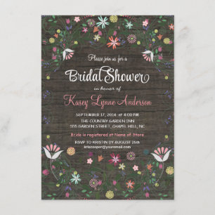 Invitation à la douche nuptiale en bois de Rustic