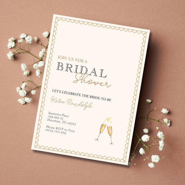 Invitation à la douche nuptiale en Champagne d'or  (Créateur téléchargé)