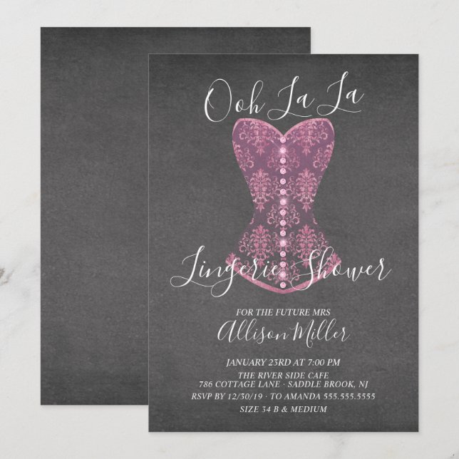 Invitation à la douche nuptiale en corse rose (Devant / Derrière)