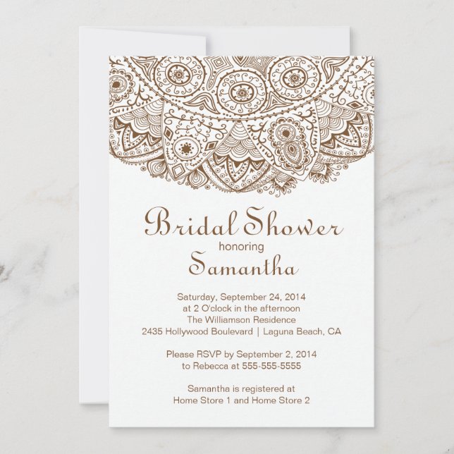 Invitation à la douche nuptiale en dentelle Brown (Devant)