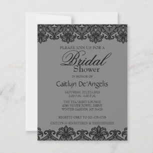 Invitation à la douche nuptiale en dentelle noire 