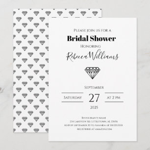 Invitation à la douche nuptiale en diamant noir