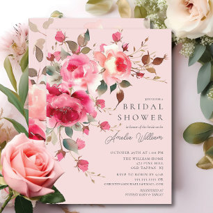 Invitation à la douche nuptiale en fleurs bleues
