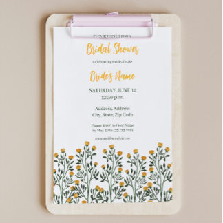 Invitation à la douche nuptiale en fleurs jaunes