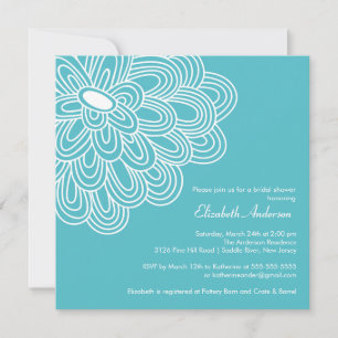 Invitation à la douche nuptiale en fleurs turquois