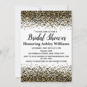 Invitation à la douche nuptiale en or noir Leopard