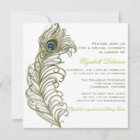 Invitation à la douche nuptiale en plume de paon W