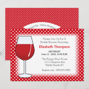 Invitation à la douche nuptiale en verre de vin ro