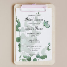 Invitation à la douche nuptiale Eucalyptus Butterf