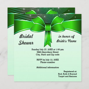 Invitation à la douche nuptiale Festive Green Ribb