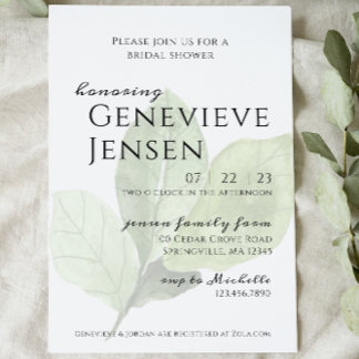 Invitation à la douche nuptiale Feuille verte