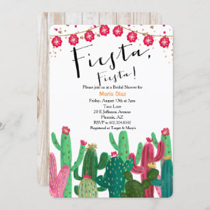 Invitation à la douche nuptiale Fiesta Cactus