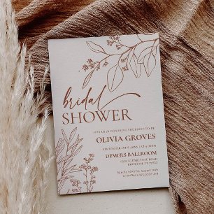 Invitation à la douche nuptiale fleurie beige