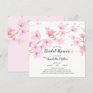 Invitation à la douche nuptiale fleurie cerise
