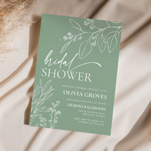 Invitation à la douche nuptiale Floral Sage Green