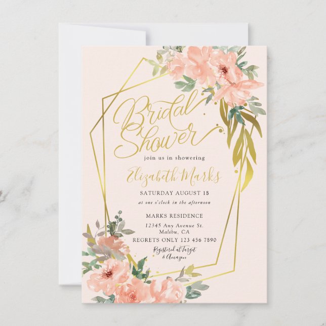 Invitation à la douche nuptiale florale (Devant)