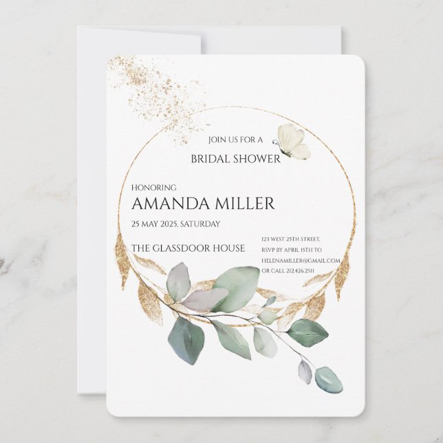 Invitation à la douche nuptiale florale (Devant)