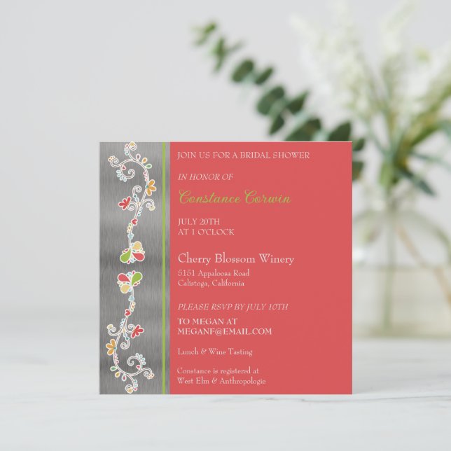 Invitation à la douche nuptiale florale (Debout devant)