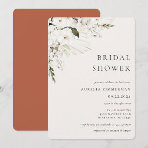 Invitation à la douche nuptiale florale blanche en