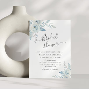 invitation à la douche nuptiale florale bleu pouss
