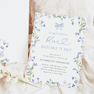 Invitation à la douche nuptiale Florale Bleue