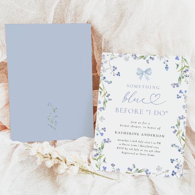 Invitation à la douche nuptiale Florale Bleue (Créateur téléchargé)