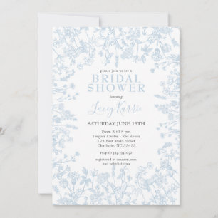 Invitation à la douche nuptiale Florale Blue Chino