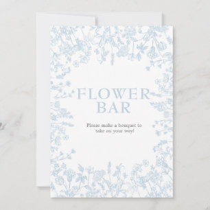 Invitation à la douche nuptiale Florale Blue Chino