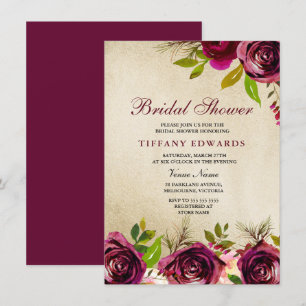 Invitation à la douche nuptiale Florale de Bourgog
