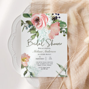 Invitation à la douche nuptiale florale Eggshell e