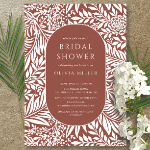 Invitation à la douche nuptiale florale Feuille ro