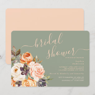 Invitation à la douche nuptiale florale Peach Sage