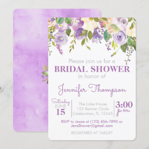 Invitation à la douche nuptiale florale violette
