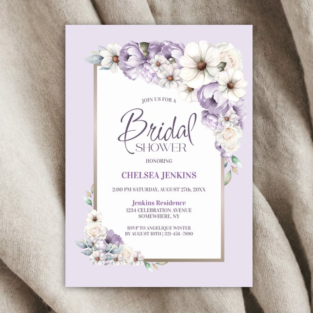 Invitation à la douche nuptiale florale violette (Créateur téléchargé)