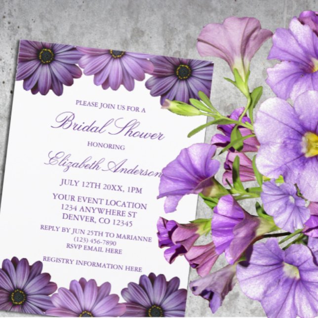 Invitation à la douche nuptiale florale violette (Créateur téléchargé)