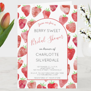 Invitation à la douche nuptiale fraise