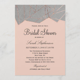 Invitation à la douche nuptiale Gold Geo Rose mode