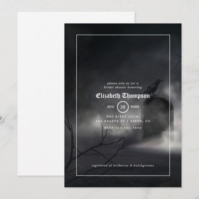 Invitation à la douche nuptiale gothique d'Hallowe (Devant / Derrière)