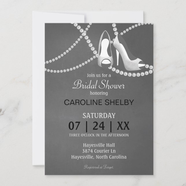 Invitation à la douche nuptiale Gray Pearl et High (Devant)