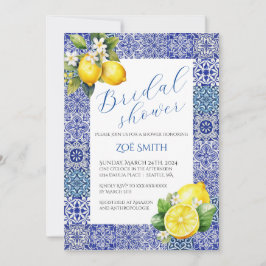 Invitation à la douche nuptiale Grecian Blue et Le