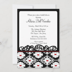 Invitation à la douche nuptiale Hearts Damask