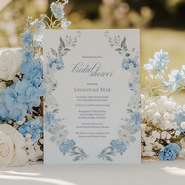 Invitation à la douche nuptiale Hydrangea | Floral (Créateur téléchargé)