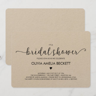 Invitation à la douche nuptiale - Kraft