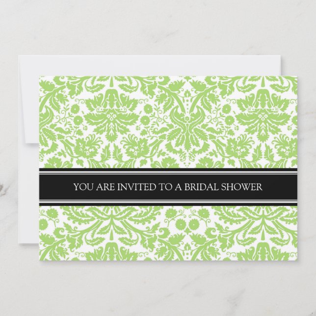 Invitation à la douche nuptiale Lime Black Damask (Devant)