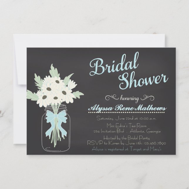 Invitation à la douche nuptiale Mason Jar de Chalk (Devant)