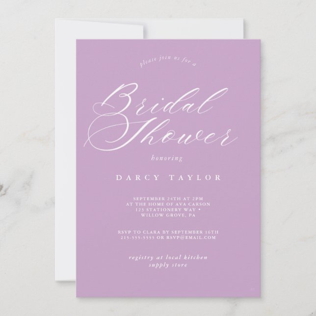 Invitation à la douche nuptiale Mauve Grey (Devant)