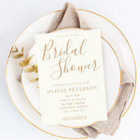 Invitation à la douche nuptiale moderne ivoire Tan